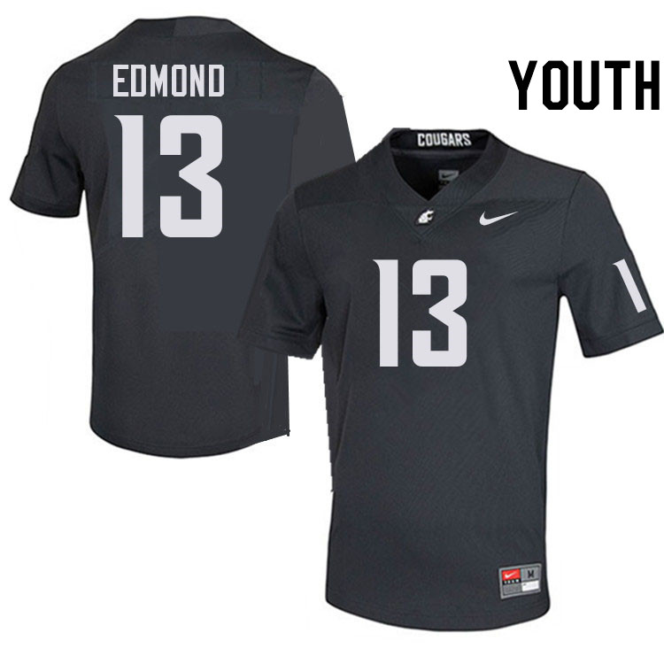 Youth #13 Jaylon Edmond Washington State Cougars College Football Jerseys Stitched-Charcoal